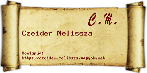 Czeider Melissza névjegykártya